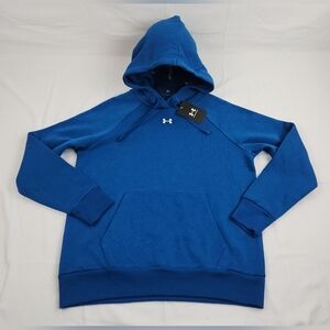 Under Armour Rival Fleece Hoodie Womens Medium Blue Pullover Solid Nwt